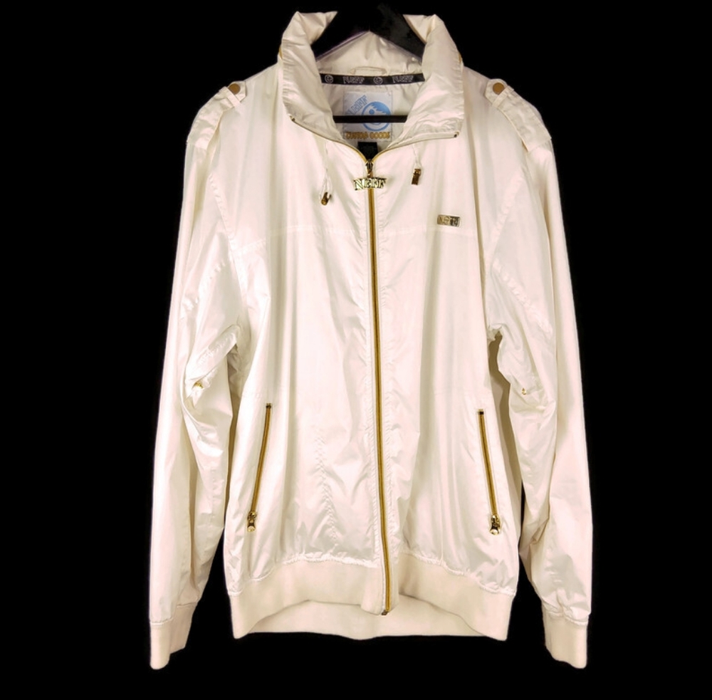 Neff Customs White And Gold Full Zip Hidden Hooded Unisex Jacket